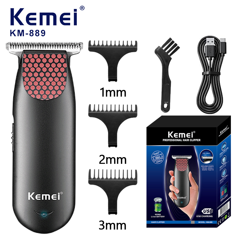 Mens Grooming Kit Bag - Kemei 889 Professioneller kabelloser Taschen-Haarschneider, kompakter