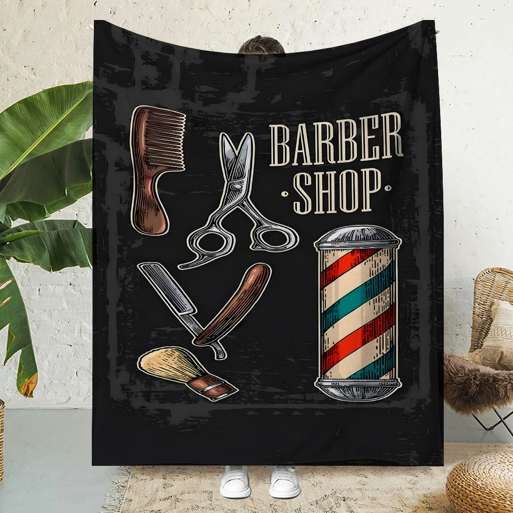 Men Grooming Home - Vintage Barbier-Shop Überwurfdecke Wandteppich Männerhöhlen-Deko Geschenk