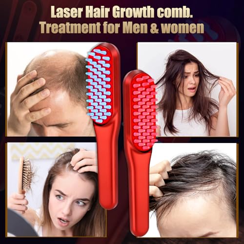 Men'S Grooming Brush - Laser-Haarwuchskamm, Rotlicht-Haarwuchstherapie Geeignet für Männer und