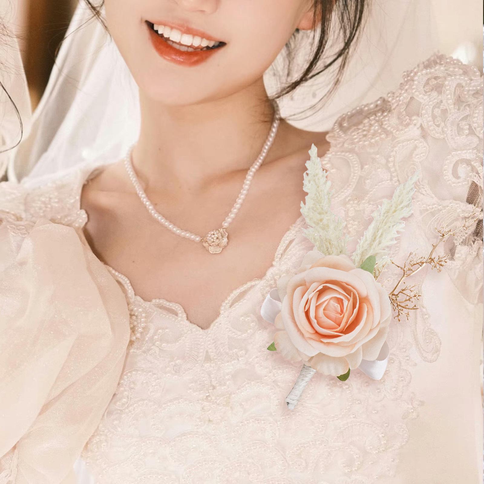 Men Grooming Home - Elegante Rosen-Boutonniere, handgefertigte künstliche Blumenanstecknadel, Hochzeitsaccessoires